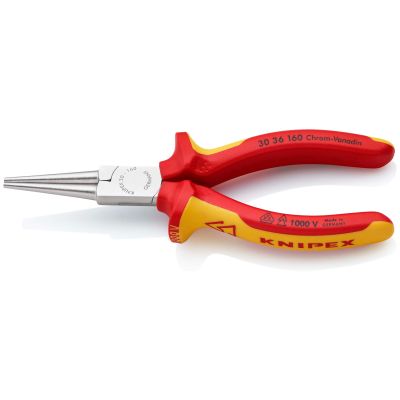 Knipex Langbektang verchroomd ronde bek 160mm VDE