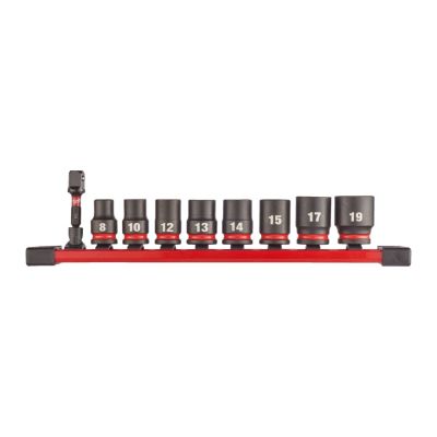 Milwaukee 3/8" kracht doppenset op rail (9-delig)