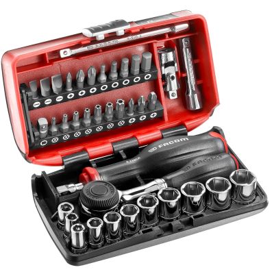 Facom ACTIE 1/4" doppendoos 6-kant (ratel draaiend heft)