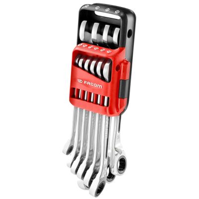 Facom 467B.JP10 set 10 anti-slip steekringratelsleutels, metrisch, in houder, Actie